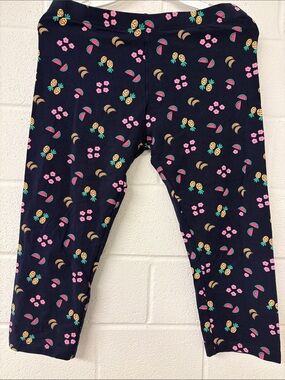 Girls Navy Tropical Fruit Print capri Leggings